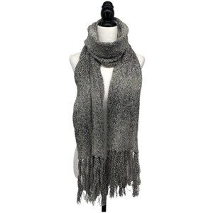 Kuna Light Grey Rectangular Knit Alpaca Scarf with Tassels